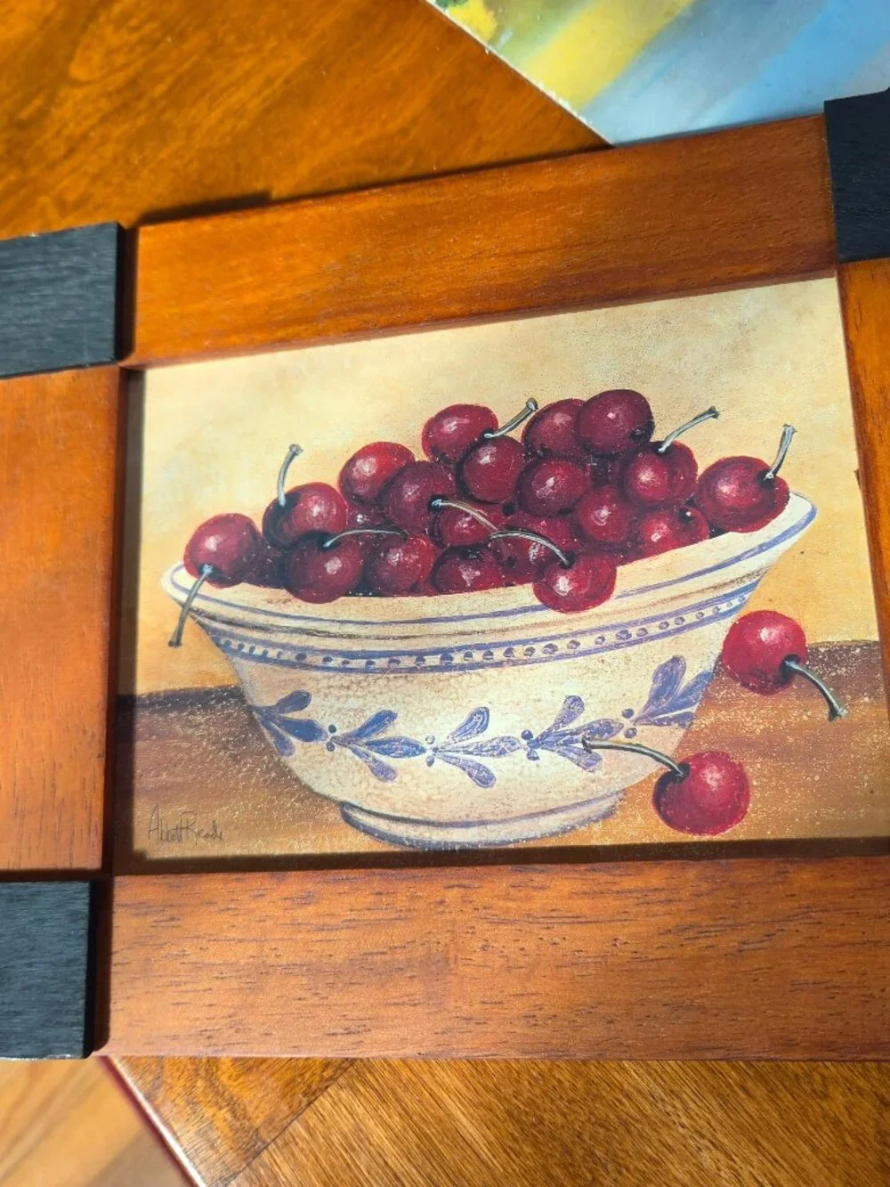 LIFE IS A BOWL OF CHERRIES BY ABBOT READE IS IN AWOOD FRAME 10X8